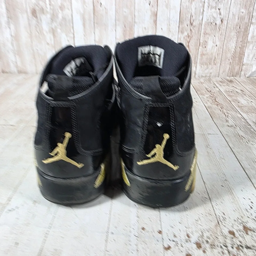 Jordan Flight Club 91‎ Mens Black Metallic Gold Sneakers 555475-031 Size 13